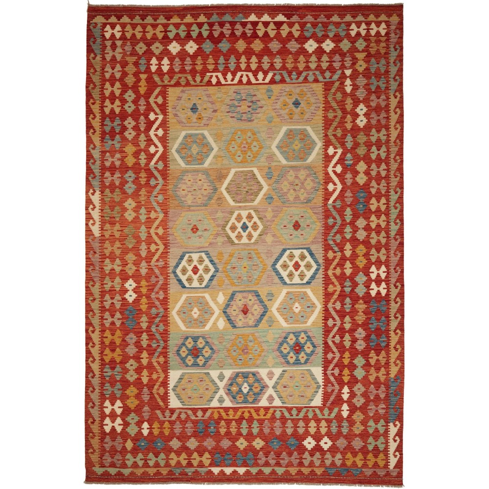 Tappeto Kilim Afghanistan rosso marrone 197x304
