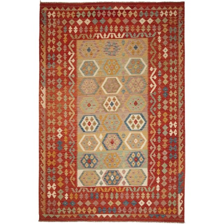 Tappeto Kilim Afghanistan rosso marrone 197x304