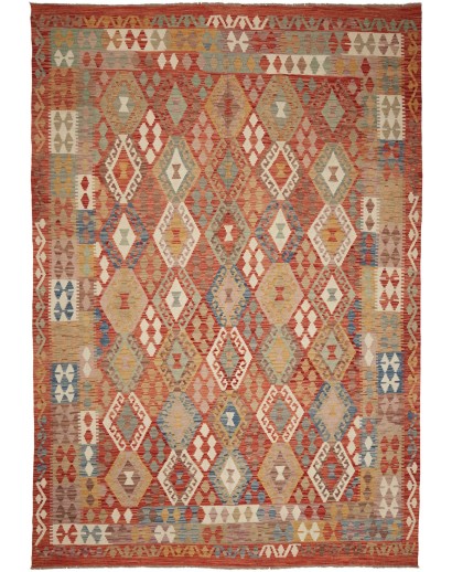 Tappeto Kilim Afghanistan rosso marrone 204x297