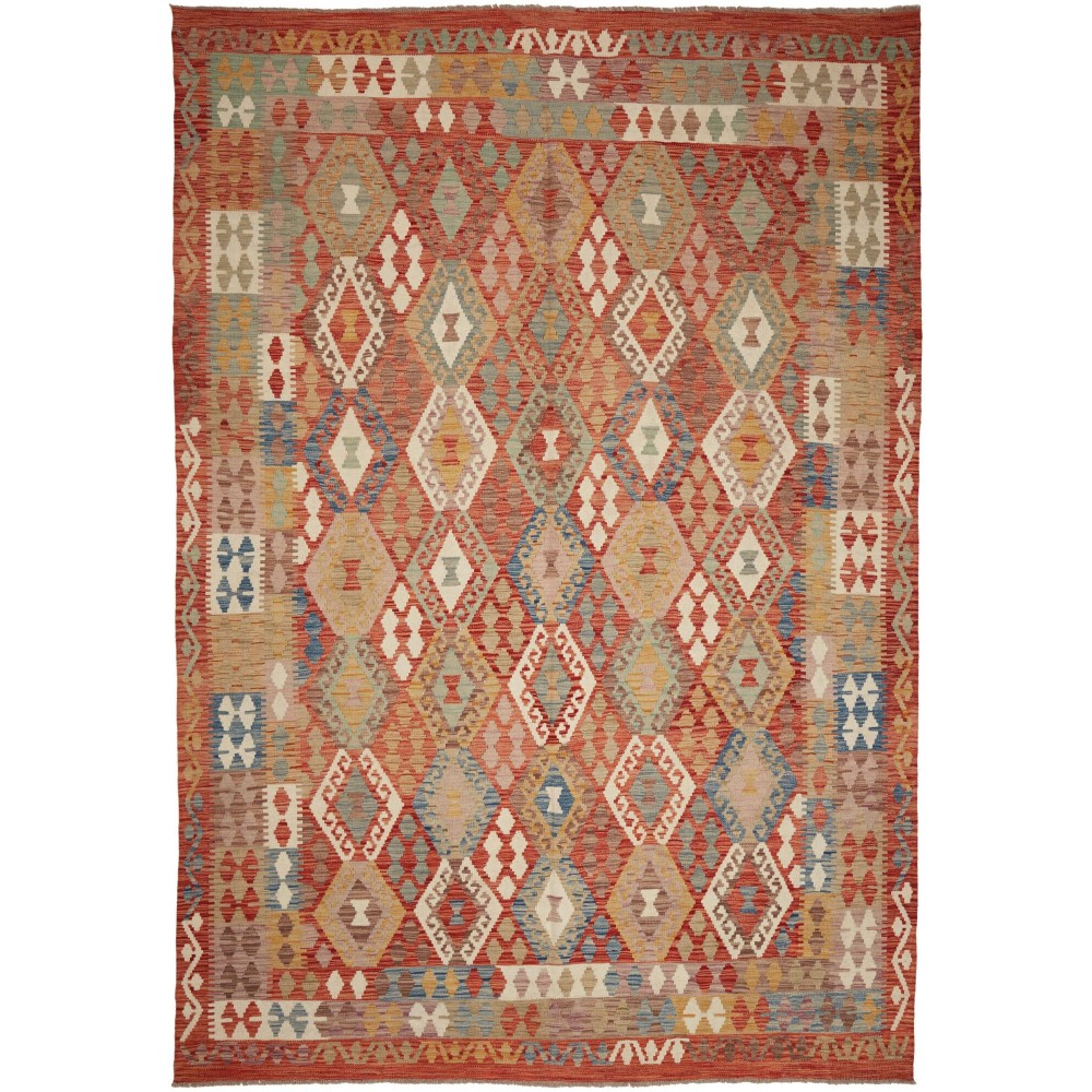 Tappeto Kilim Afghanistan rosso marrone 204x297