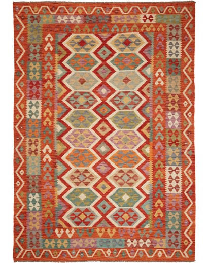 Tappeto Kilim Afghanistan rosso marrone 201x288