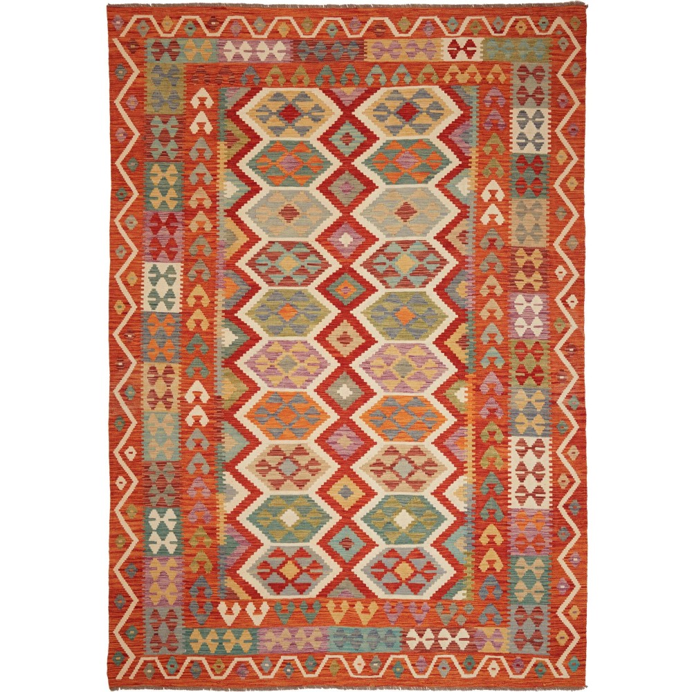Tappeto Kilim Afghanistan rosso marrone 201x288