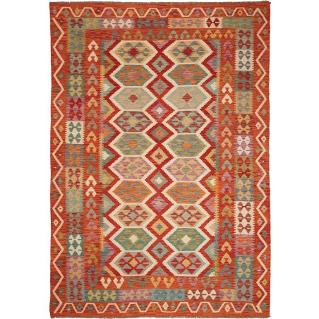 Tappeto Kilim Afghanistan rosso marrone 201x288