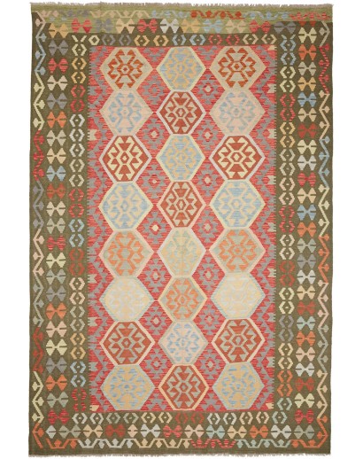 Tappeto Kilim Afghanistan marrone verde 198x302
