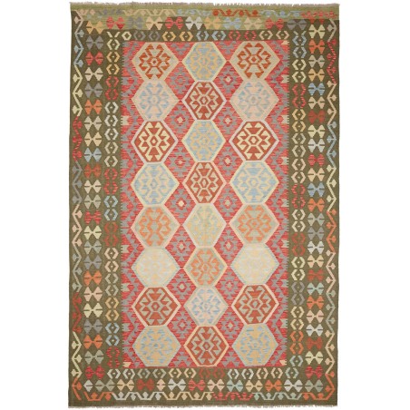 Tappeto Kilim Afghanistan marrone verde 198x302