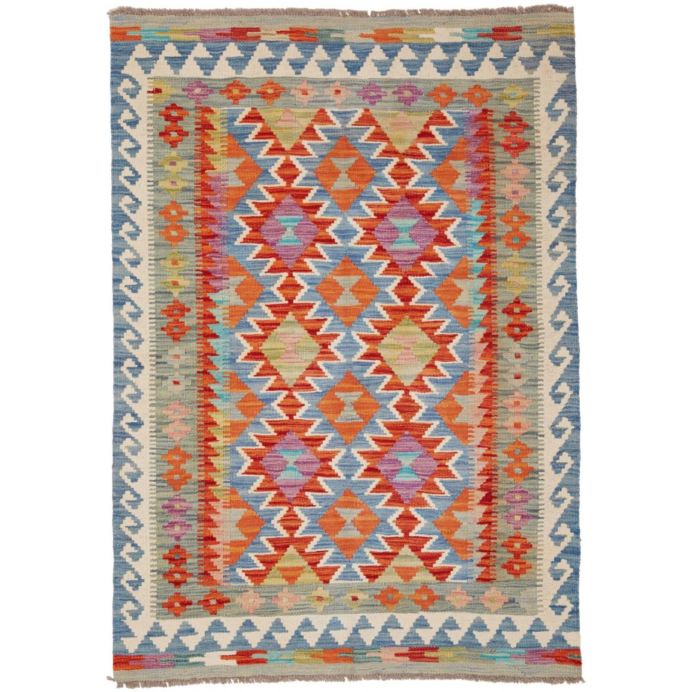 Tappeto Kilim Afghanistan marrone rosso 101x143