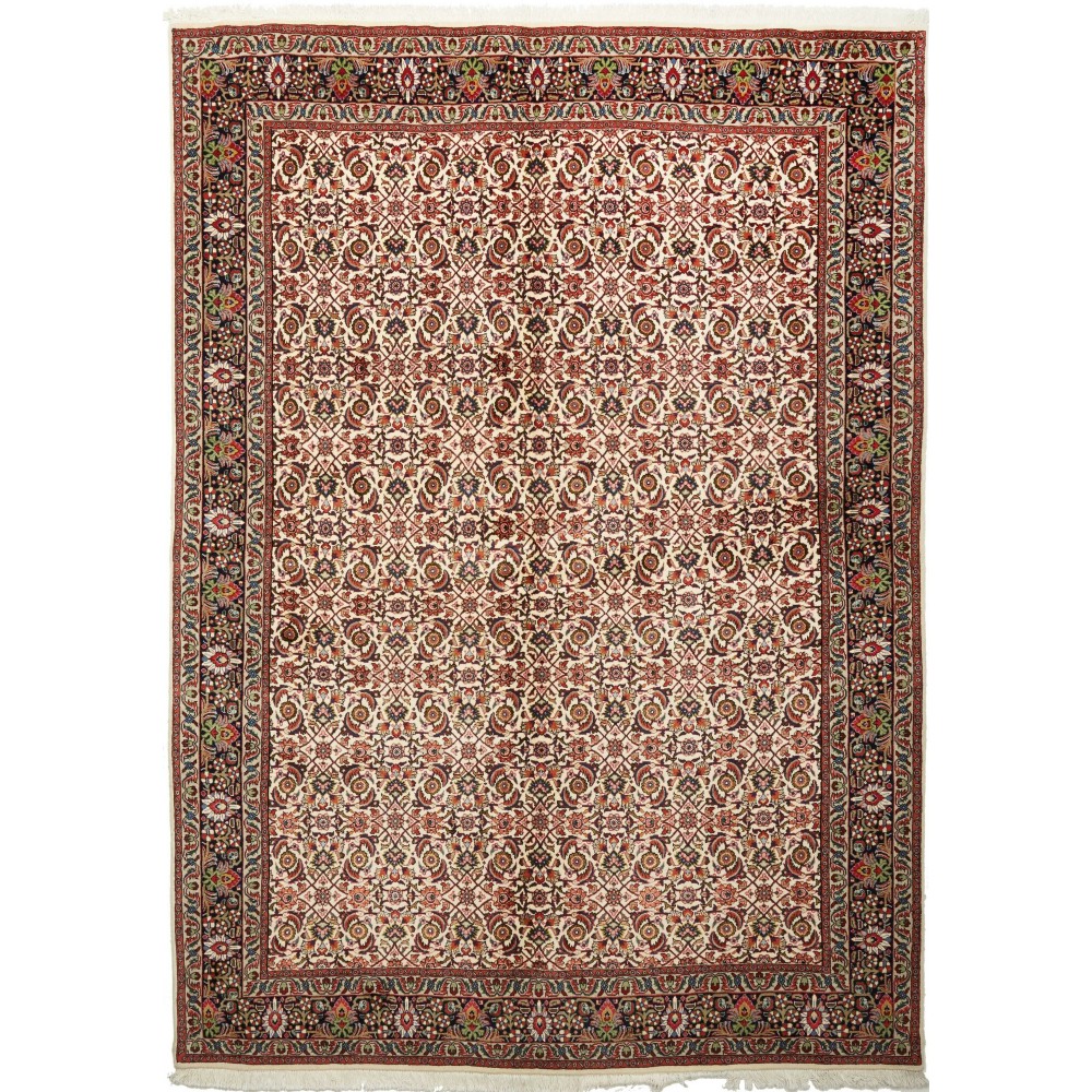 Tappeto Bidjar con seta Persia marrone giallo 178x247