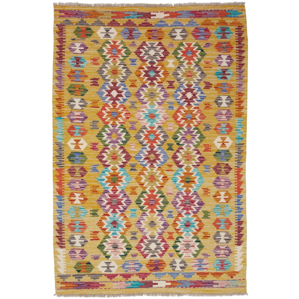 Tappeto Kilim Afghanistan marrone grigio 99x147
