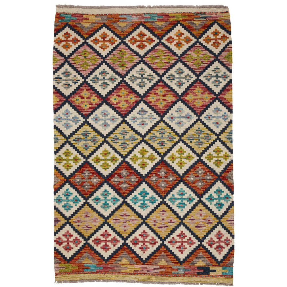 Tappeto Kilim Afghanistan marrone grigio 99x151