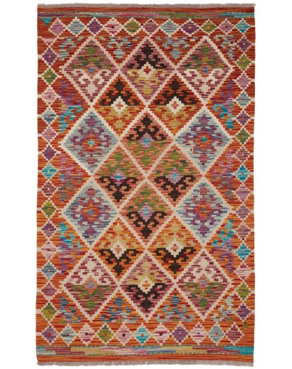 Tappeto Kilim Afghanistan rosso marrone 95x158