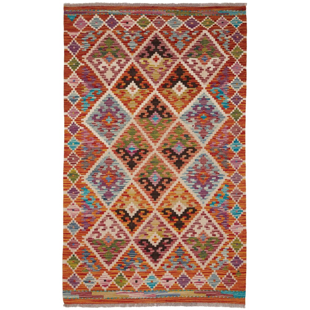 Tappeto Kilim Afghanistan rosso marrone 95x158