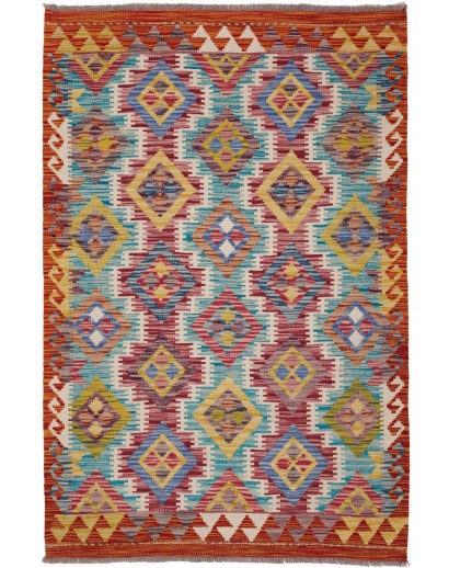 Tappeto Kilim Afghanistan marrone grigio 99x152