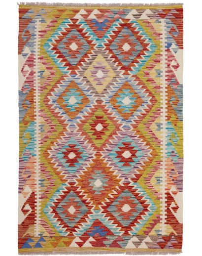 Tappeto Kilim Afghanistan marrone azzurro 99x152