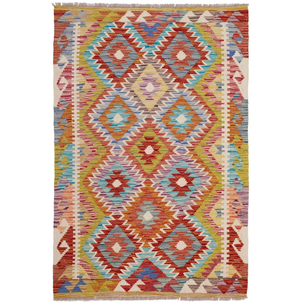 Tappeto Kilim Afghanistan marrone azzurro 99x152