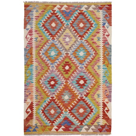 Tappeto Kilim Afghanistan marrone azzurro 99x152
