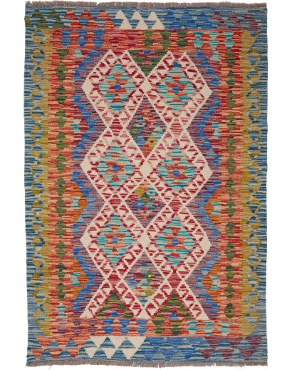 Tappeto Kilim Afghanistan bianco marrone 103x147