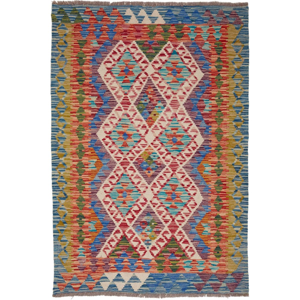 Tappeto Kilim Afghanistan bianco marrone 103x147