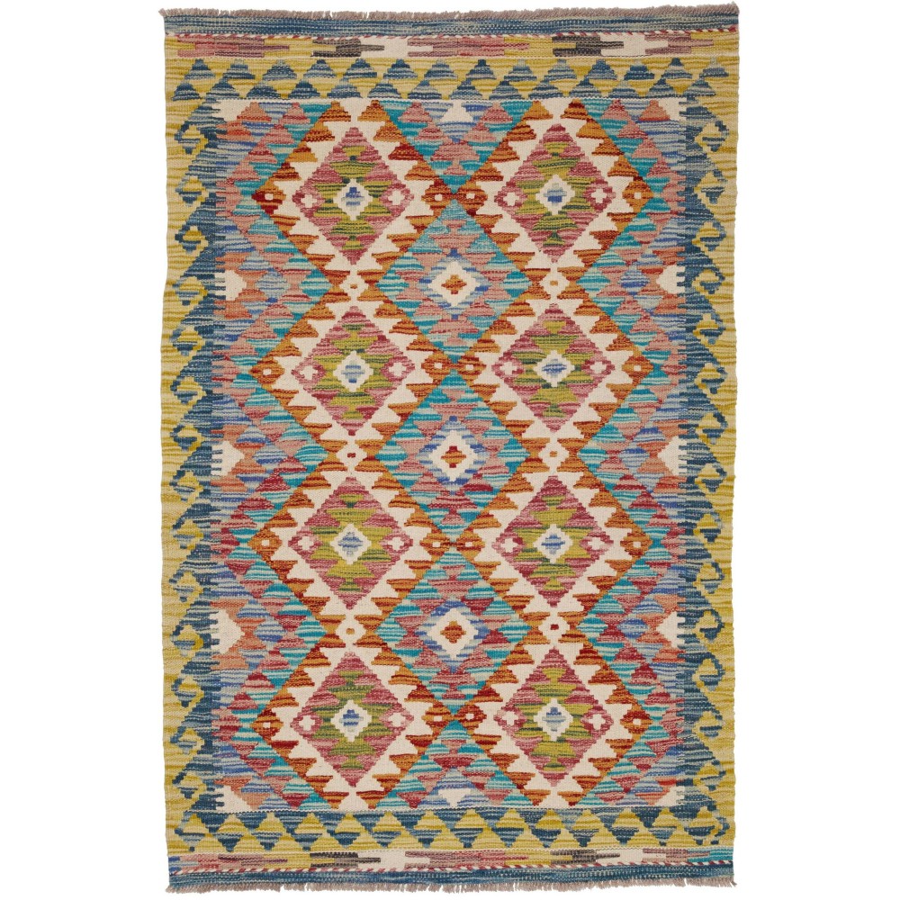 Tappeto Kilim Afghanistan marrone grigio 100x152