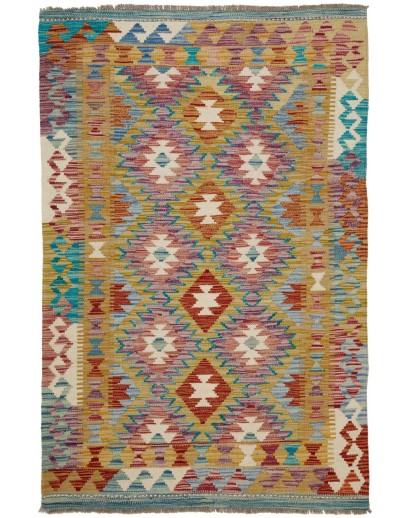 Tappeto Kilim Afghanistan bianco grigio 99x155