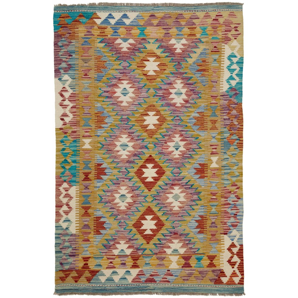 Tappeto Kilim Afghanistan bianco grigio 99x155