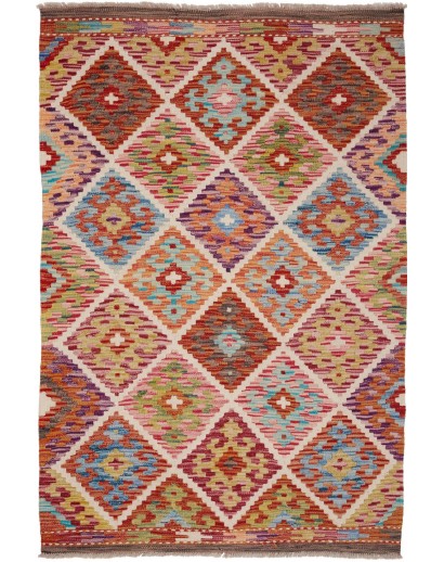 Tappeto Kilim Afghanistan marrone bianco 102x152