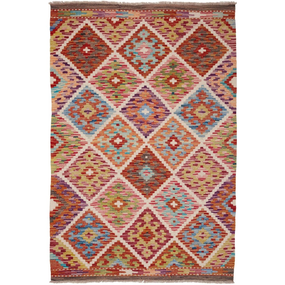 Tappeto Kilim Afghanistan marrone bianco 102x152