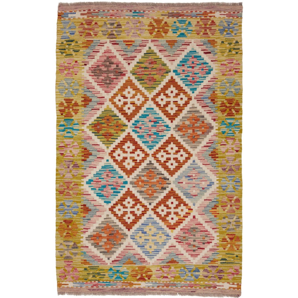 Tappeto Kilim Afghanistan marrone grigio 100x156