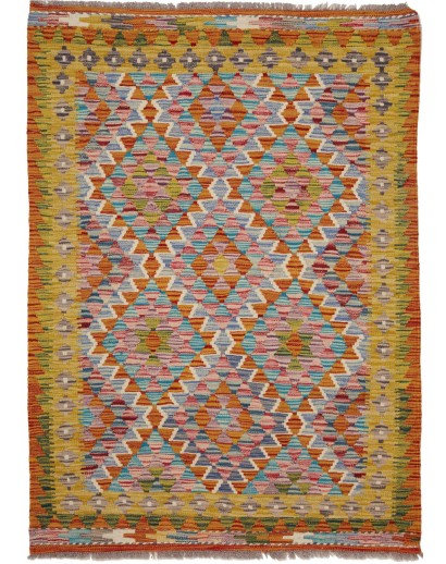 Tappeto Kilim Afghanistan arancione grigio 107x148