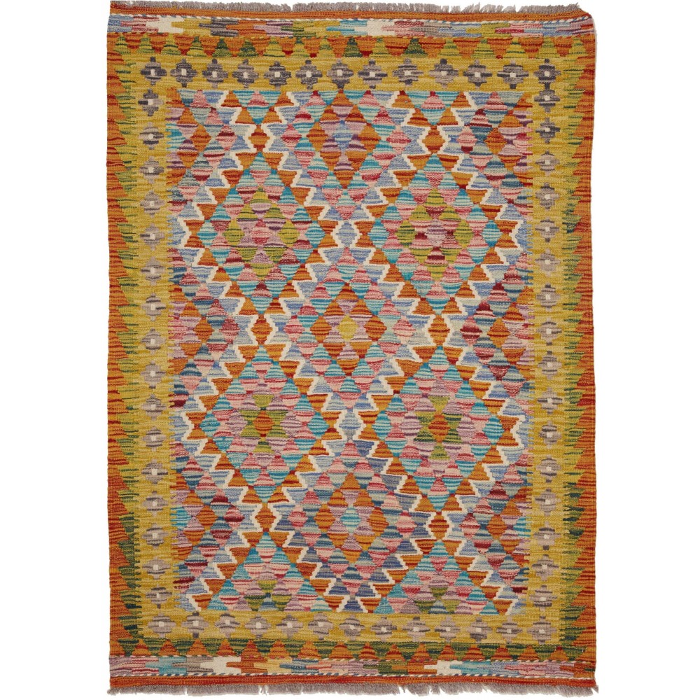 Tappeto Kilim Afghanistan arancione grigio 107x148