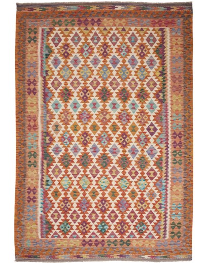 Tappeto Kilim Afghanistan rosso grigio 204x300