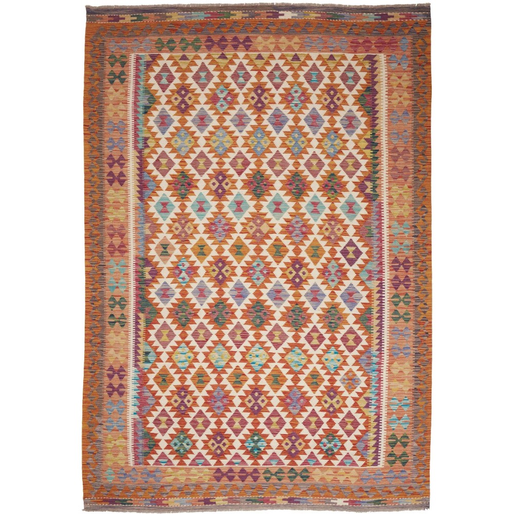 Tappeto Kilim Afghanistan rosso grigio 204x300