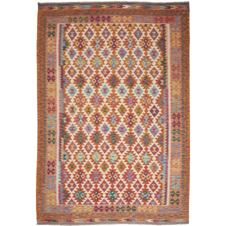 Tappeto Kilim Afghanistan rosso grigio 204x300
