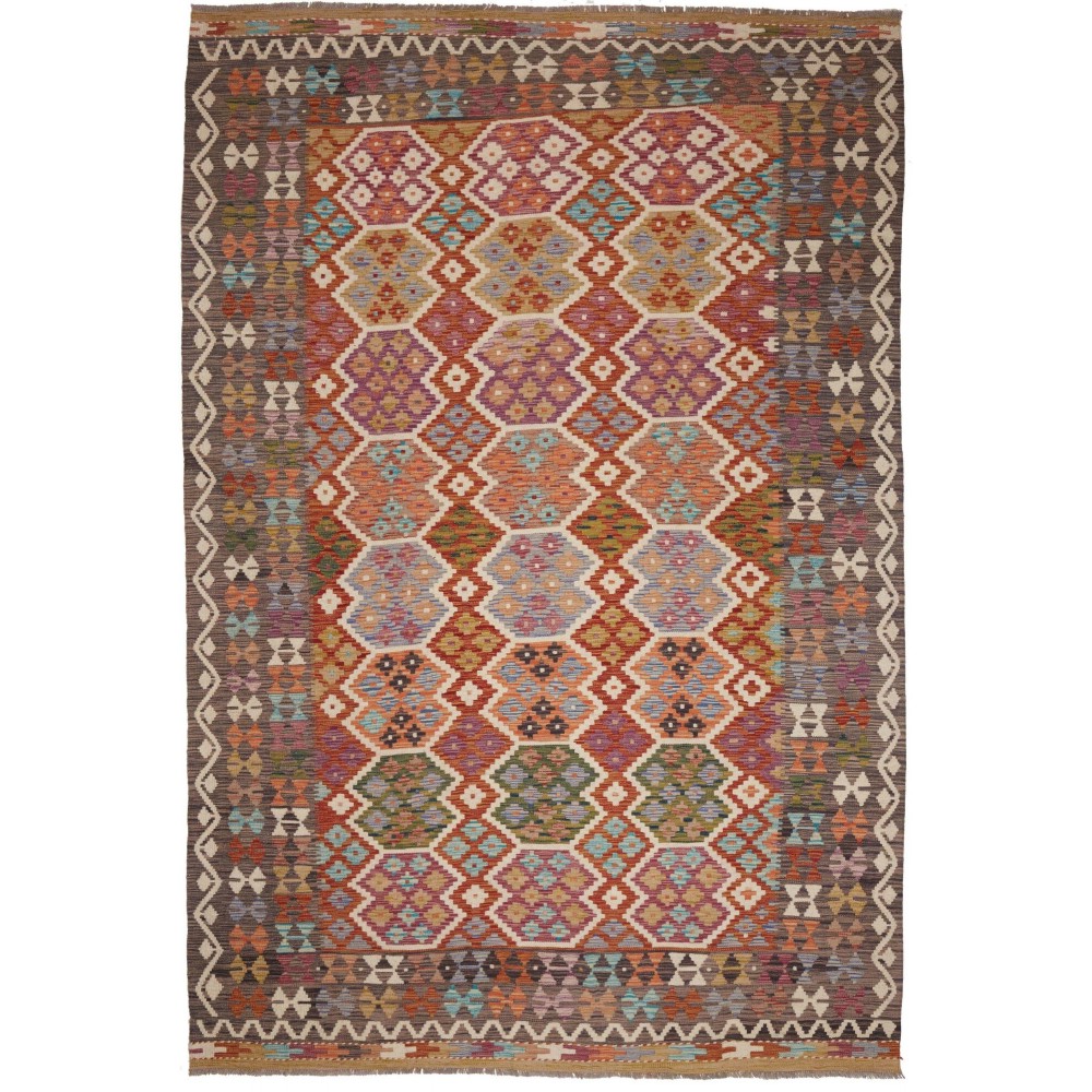 Tappeto Kilim Afghanistan azzurro beige 202x304