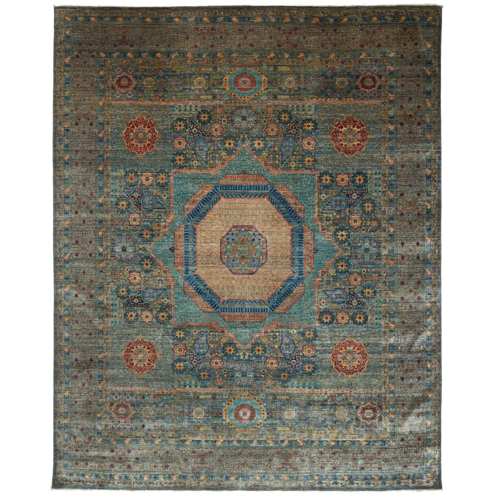 Tappeto Mamlouk Pakistan azzurro verde 251x317 Tappeto Mamlouk Pakistan azzurro verde 251x317