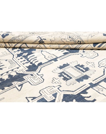 Tappeto Kazak Afghanistan bianco azzurro 308x400