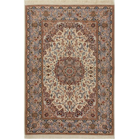 Tappeto Isfahan Persia bianco grigio 135x196