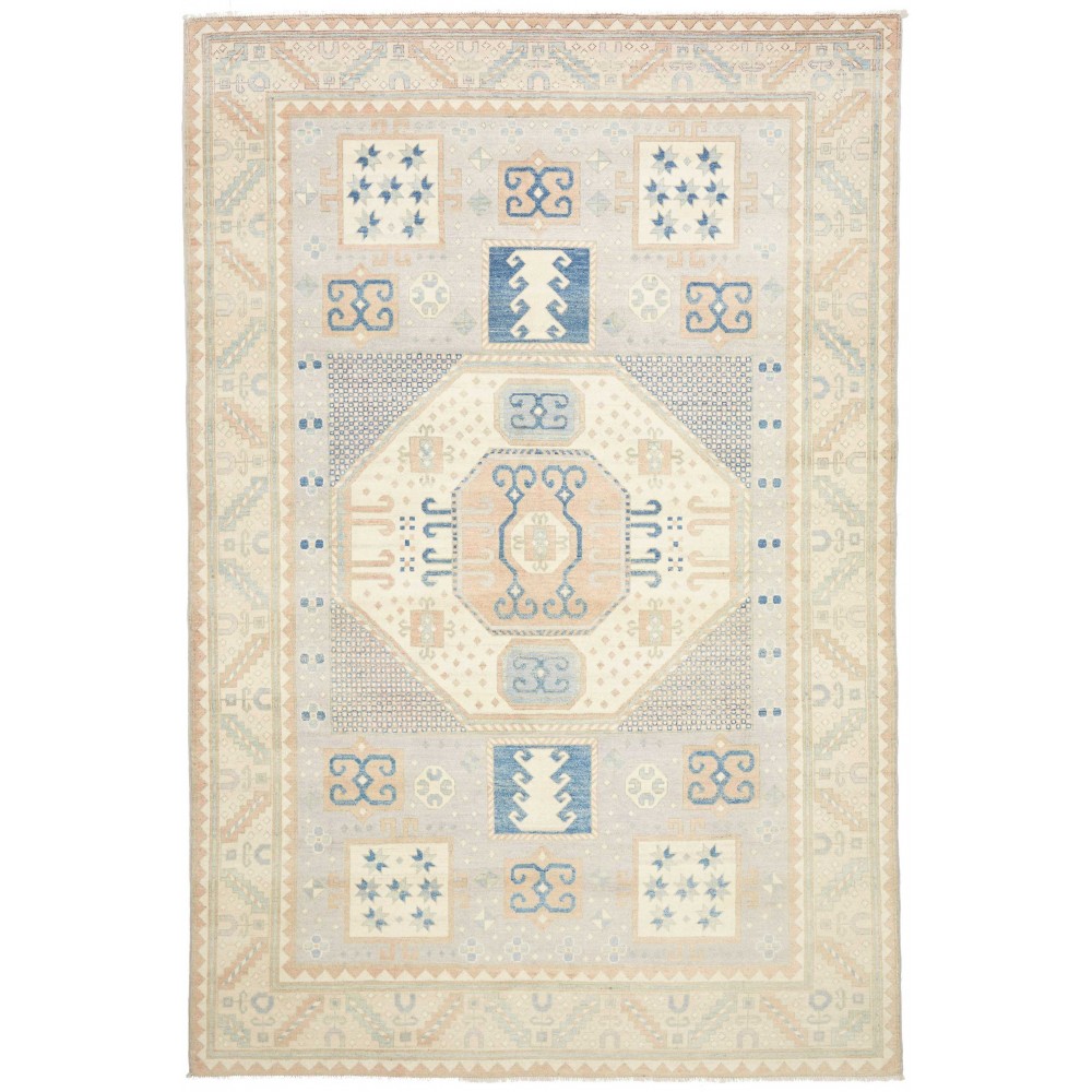 Tappeto Kazak Afghanistan bianco grigio 201x299