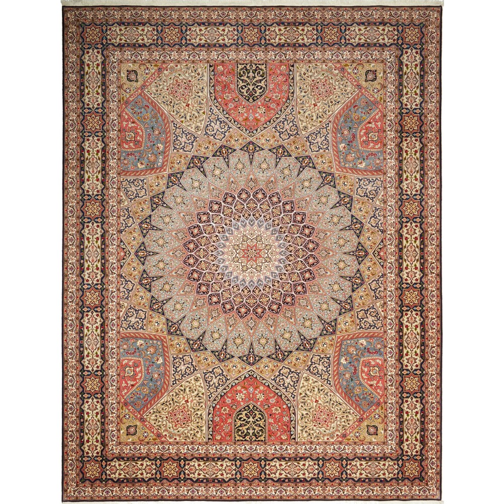 Tappeto Tabriz 50 Raj Persia marrone giallo 302x397