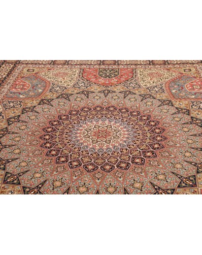 Tappeto Tabriz 50 Raj Persia marrone giallo 302x397