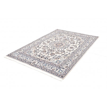 Tappeto Nain Kashmar Persia bianco grigio 145x203