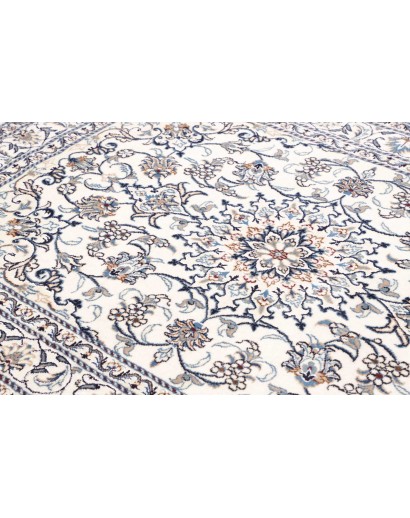 Tappeto Nain Kashmar Persia bianco grigio 145x203