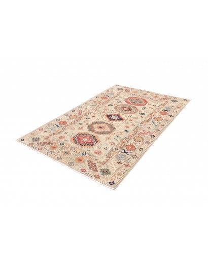Tappeto Kazak Fine Pakistan giallo grigio 124x187