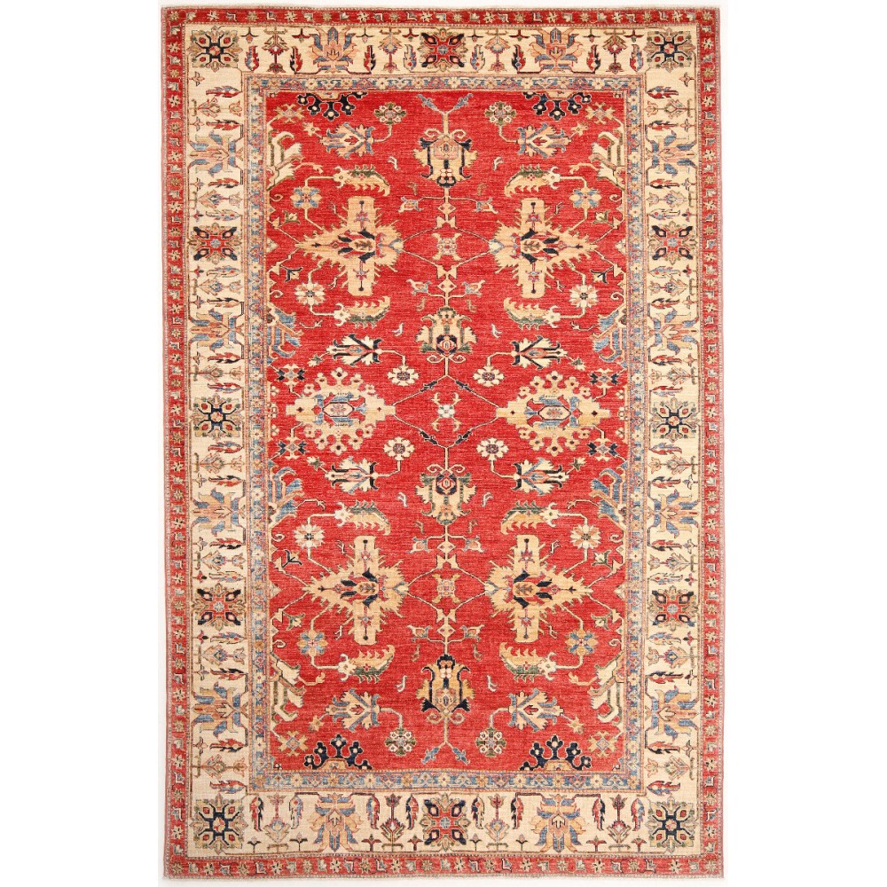 Tappeto Kazak Fine Pakistan marrone rosso 202x307