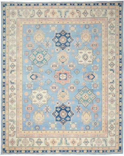 Tappeto Kazak Afghanistan beige azzurro 238x304