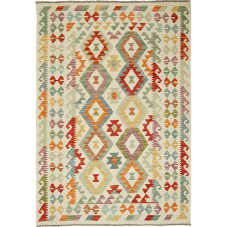 Tappeto Kilim Afghanistan beige arancione 126x183