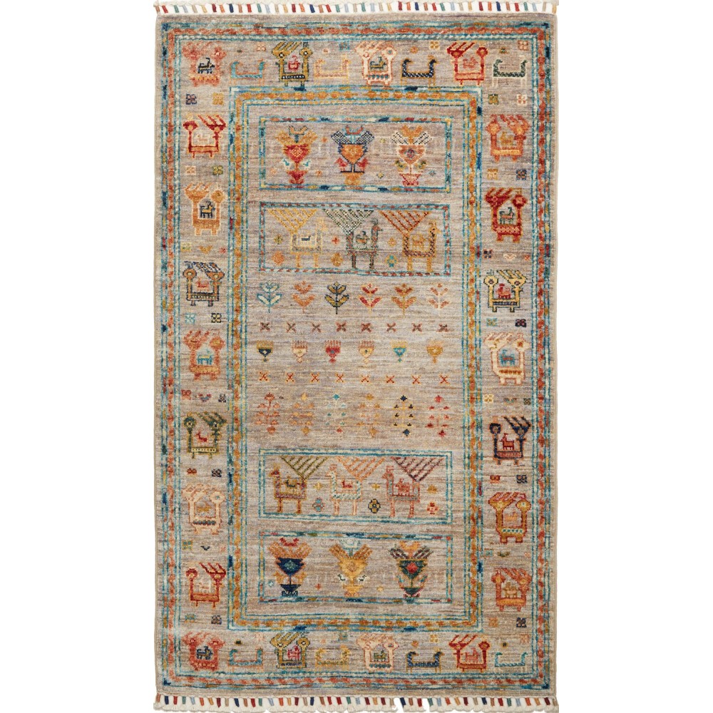 Tappeto Rubin Pakistan marrone grigio 80x133 Tappeto Rubin Pakistan marrone grigio 80x133