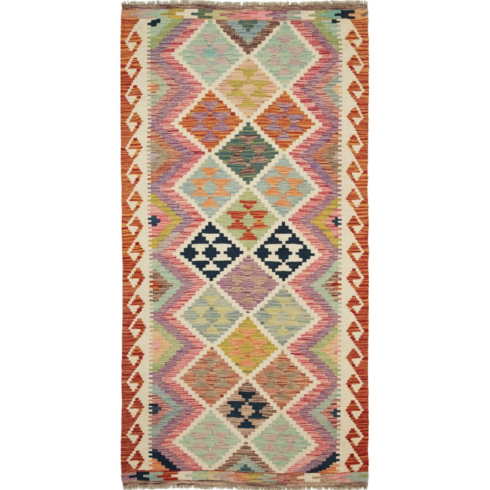 Tappeto Kilim Afghanistan marrone giallo 101x203