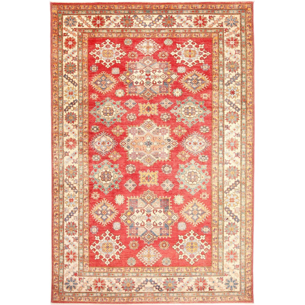 Tappeto Kazak Fine Pakistan marrone giallo 214x311