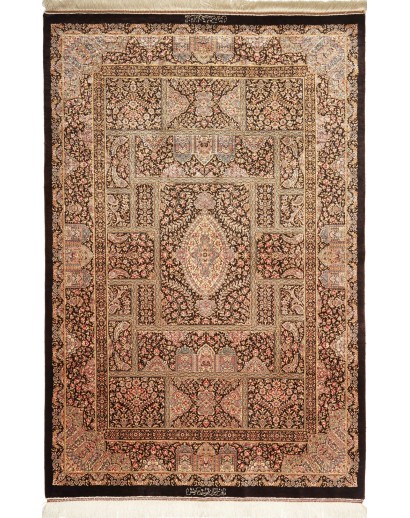 Tappeto Ghom seta Persia marrone 104x156