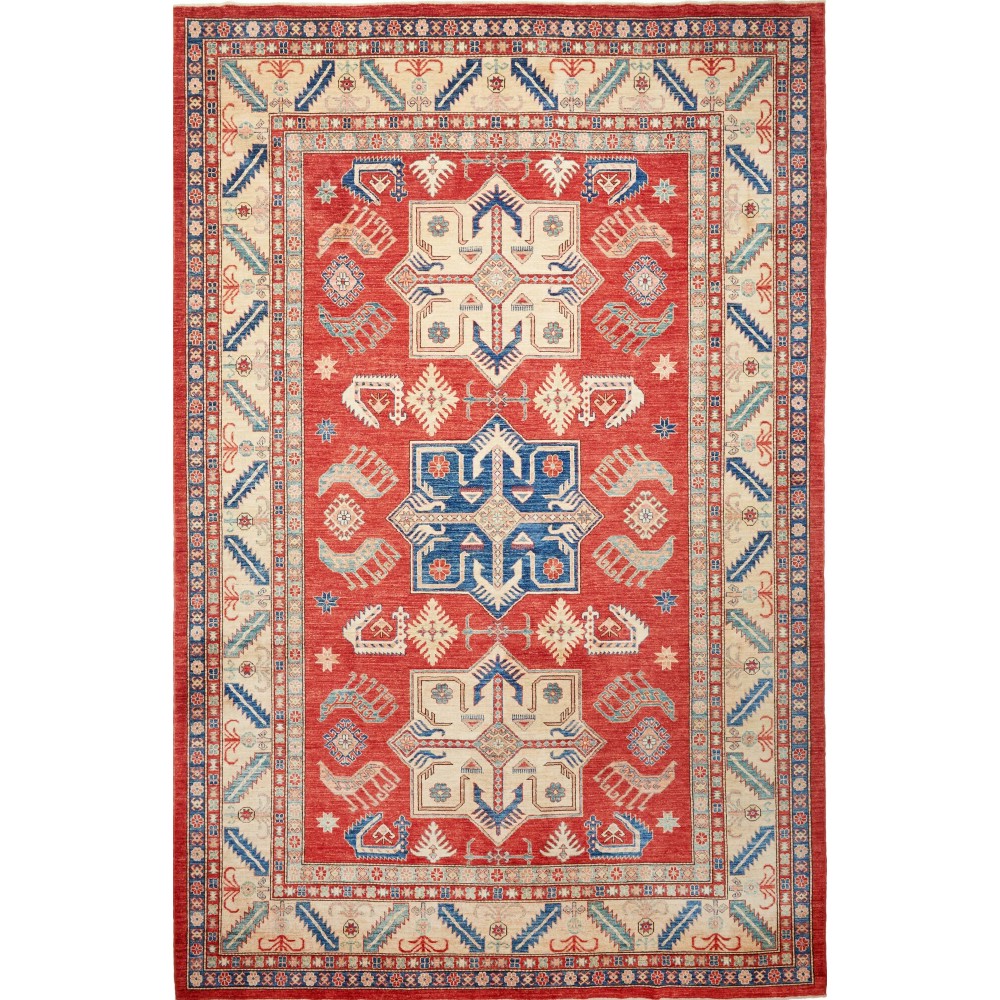 Tappeto Kazak Fine Pakistan marrone rosso 250x379